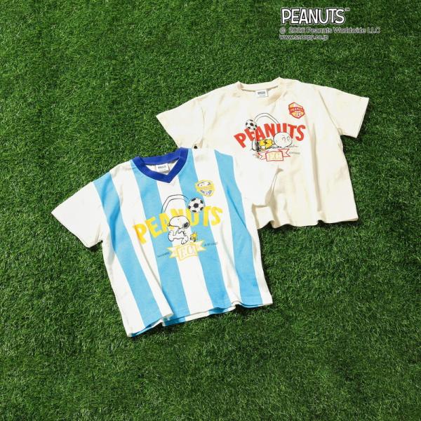 子供服 BREEZE ブリーズ PEANUTS サッカーユニフォーム風 Tシャツ キッズ 女の子 男の子 子ども ジュニア 半袖Tシャツ サッカー 応援 スヌーピー 2026夏
