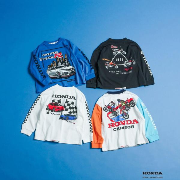 ベビー服 BREEZE ブリーズ Hondaヴィンテージグラフィック 長袖Tシャツ綿100% 男の子 キッズ ベビー トップス ロンT ジュニア 車 HONDA ホンダ 2026秋冬