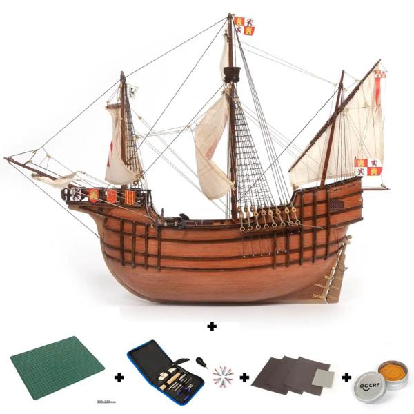 帆船模型キット サンタマリアスターターセット : 木製模型キットの