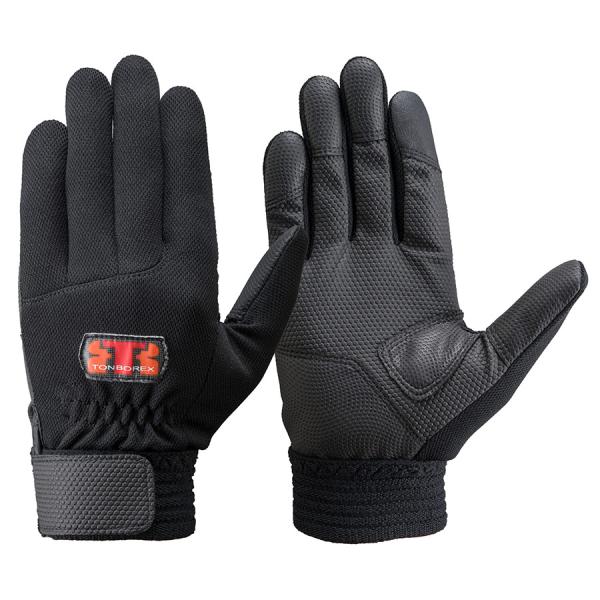 トンボレックス TONBOREX 合成皮革×甲ニット手袋 E-856BK ブラック SS〜LL