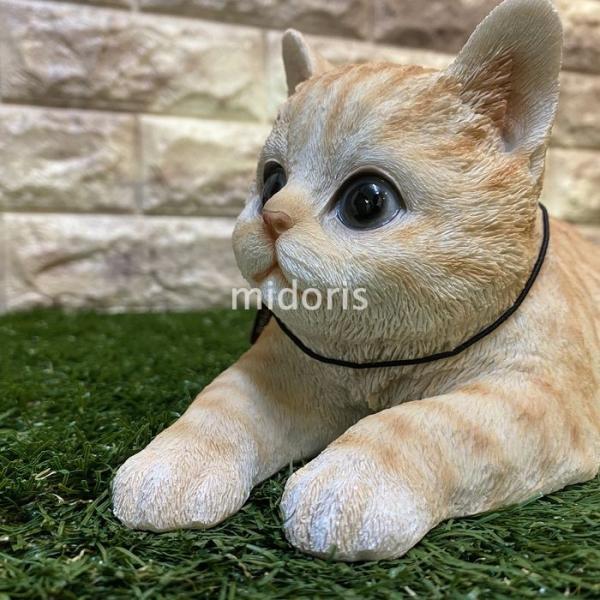 ベニーズキャット リラックス 茶トラ白 猫 置物 レビューを書けば送料当店負担 可愛い リアル アニマルオブジェ 庭 子猫 雑貨 インテリア 動物 かわいいネコ 仔猫 玄関先