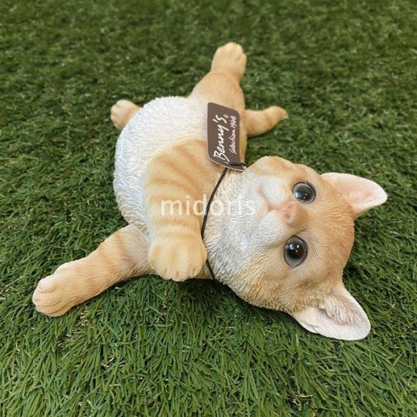 ベニーズキャット ゴローン 茶トラ白 猫 置物 可愛い リアル アニマルオブジェ インテリア かわいいネコ 動物
