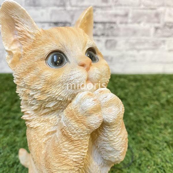 ベニーズキャット ちょーだい 茶トラ白 猫 置物 可愛い リアル アニマルオブジェ 子猫 雑貨 動物 インテリア 仔猫 庭 ガーデンオーナメント 最新 かわいいネコ