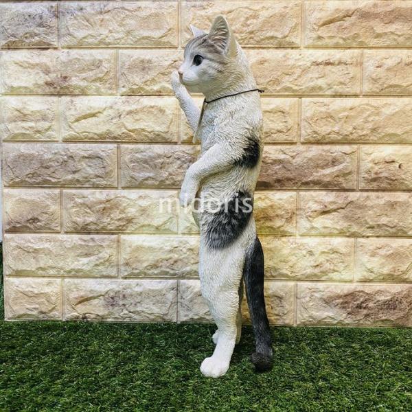 ベニーズキャット 窓の外を眺めてます サバ白 猫 置物 可愛い リアル アニマルオブジェ インテリア かわいいネコ 動物 子猫 仔猫 玄関先 庭 雑貨
