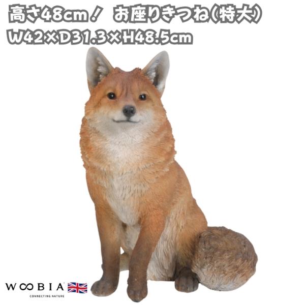 置物 動物 お座りきつね 特大 狐 高さ48.5cm 巨大オブジェ woobia