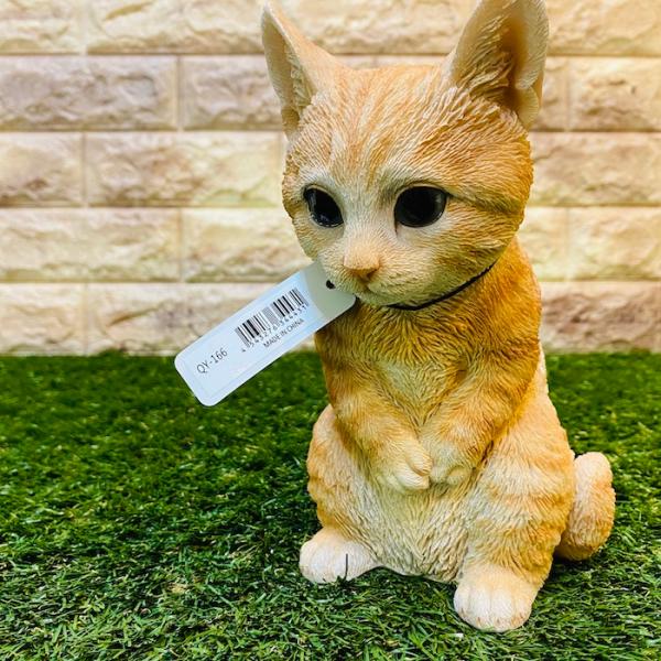 おじぎキャット 子 激安 茶トラ白 猫 置物 可愛い リアル アニマルオブジェ インテリア 庭 仔猫 動物 ガーデンオーナメント 子猫 かわいいネコ 雑貨 玄関先