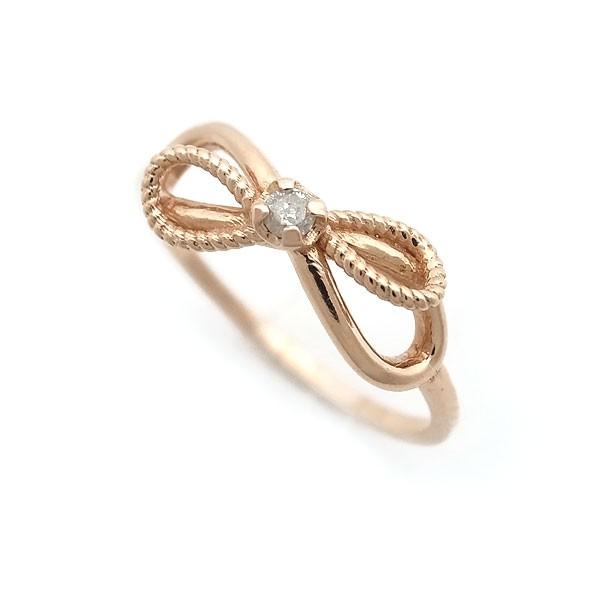 緑屋質屋】アガット(agete) リボンモチーフ ダイヤ リング【中古  