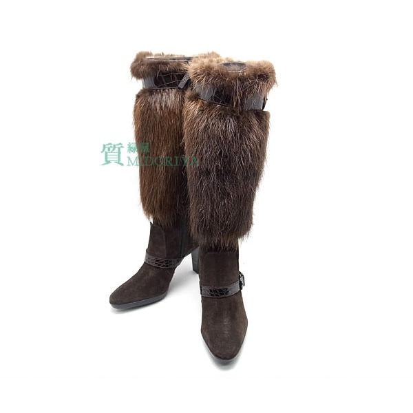 緑屋質屋】【プライスダウン】トッズ ファー付ロングブーツ #36 未使用