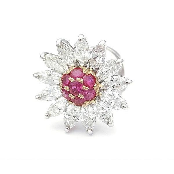 14WGタイタックタイピンルビーホワイトシルバー