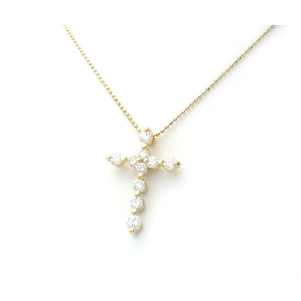 緑屋質屋】ポンテヴェキオ ダイヤクロスネックレス 1.01ct K18YG【中古 