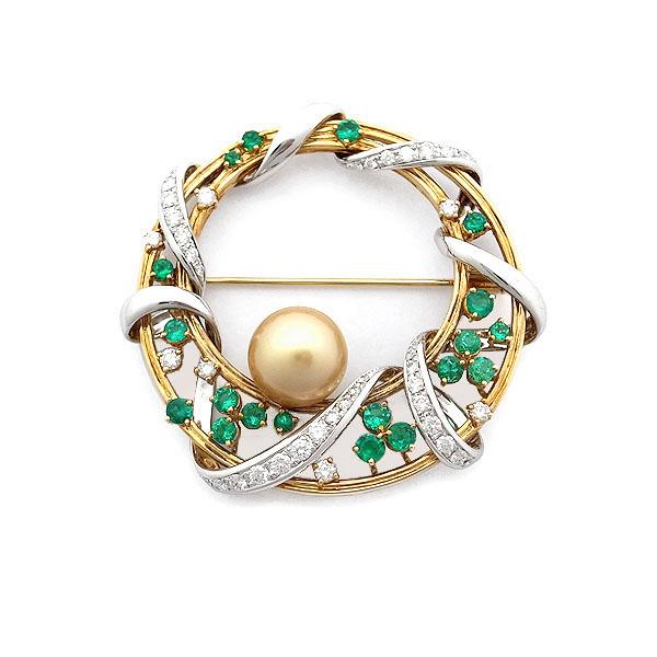 緑屋質屋】田崎(タサキ・TASAKI) ゴールデンパール・エメラルド  