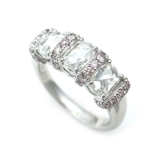 緑屋質屋】和光 ダイヤモンドリング D0.95ct ピンクダイヤ0.37ct Pt950