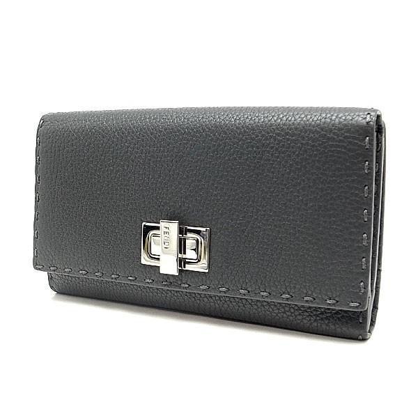 緑屋質屋】フェンディ 8M0308 ピーカブー長財布 ダークグレー【中古