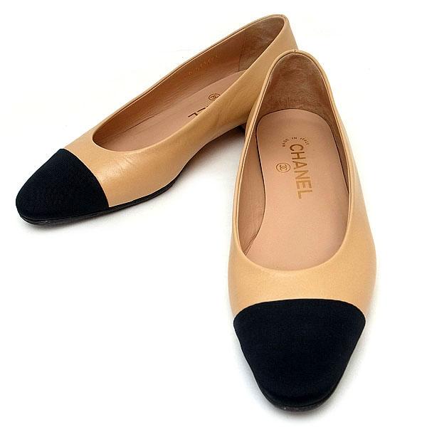 緑屋質屋】シャネル G31321 パンプス #36C レザー/ベージュxブラック