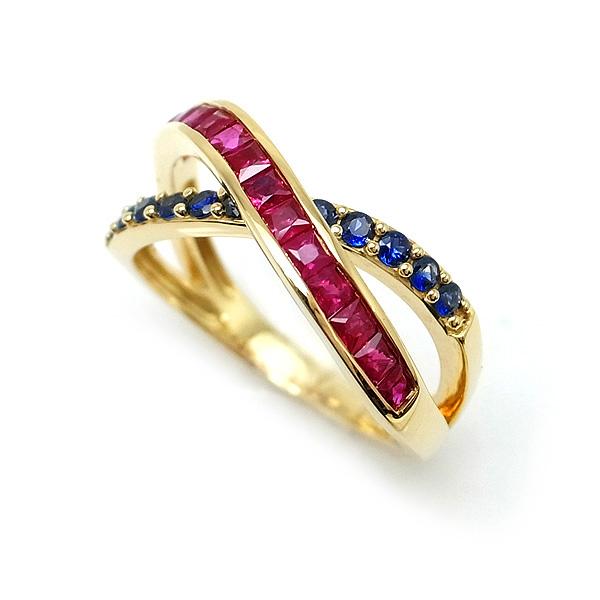 緑屋質屋】特選ジュエリー ルビー・サファイア リング 0.83ct 0.30ct