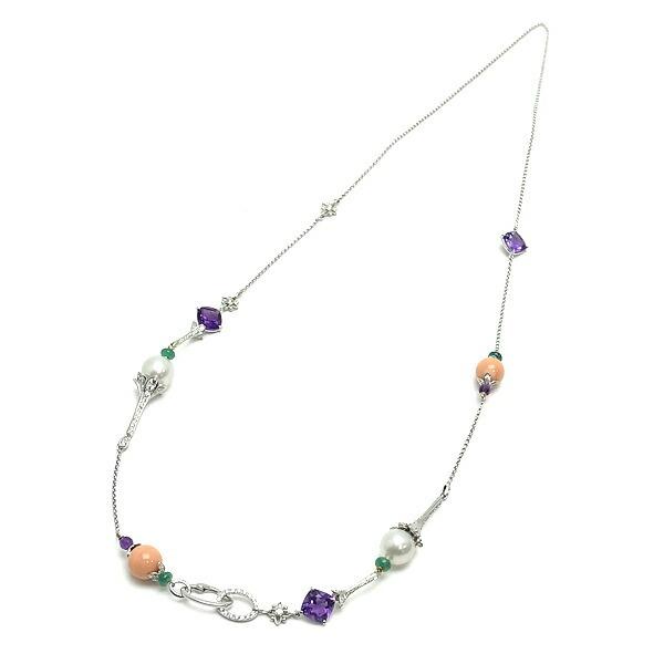 K18 wg アメジストロングネックレス
