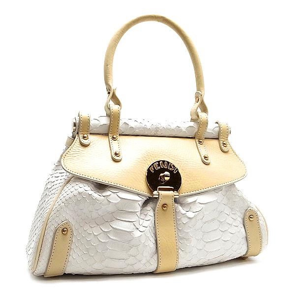 【美品】フェンディ ボルサマジック ハンドバッグ クロコ型押し レザー ホワイト 美品】フェンディ ボルサマジック ハンドバッグ クロコ型押し レザー
