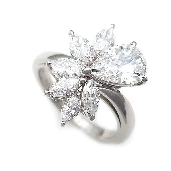 緑屋質屋】ミキモト ペアシェイプダイヤモンドリング 1.05ct 1.01ct 