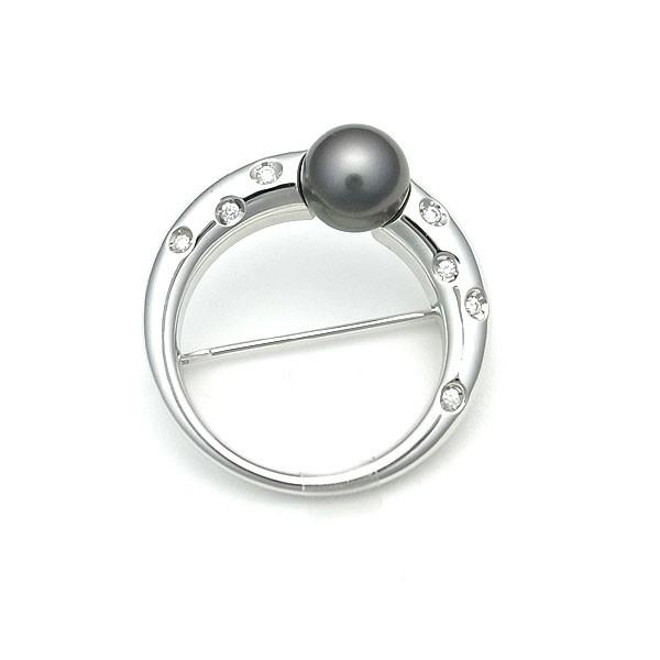 黒パールダイヤ　ブローチ　k18 750 緑屋質屋】ミキモト ブラックパール・ダイヤブローチ 9.4mm