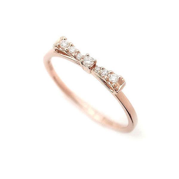 スタージュエリー　ダイヤリボンリング　9号 緑屋質屋】スタージュエリー リボン ダイヤ リング 0.04ct K18PG