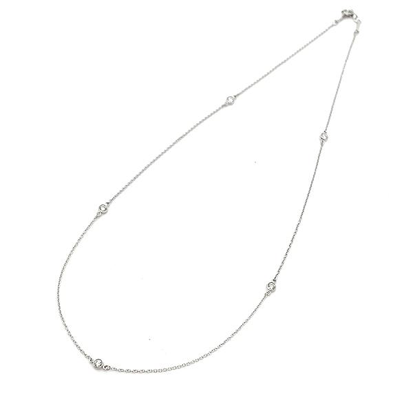 緑屋質屋】ティファニー バイザヤード ネックレス 5Pダイヤ 約0.28ct  