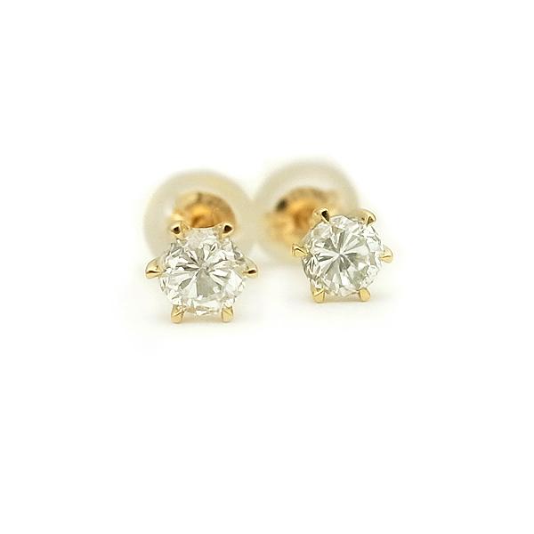 緑屋質屋】特選ジュエリー ダイヤモンド ピアス 0.18ct K18YG【中古  