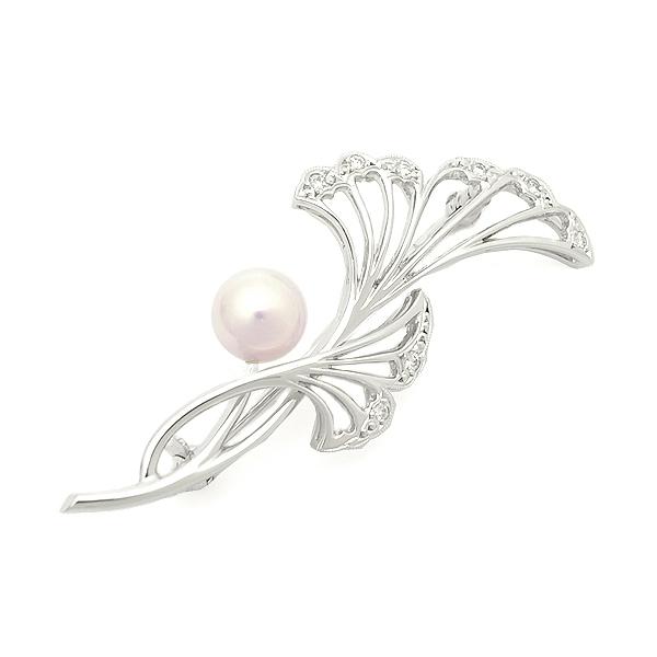 緑屋質屋】ミキモト パール・ダイヤ ブローチ 7.0mm Pt950【中古