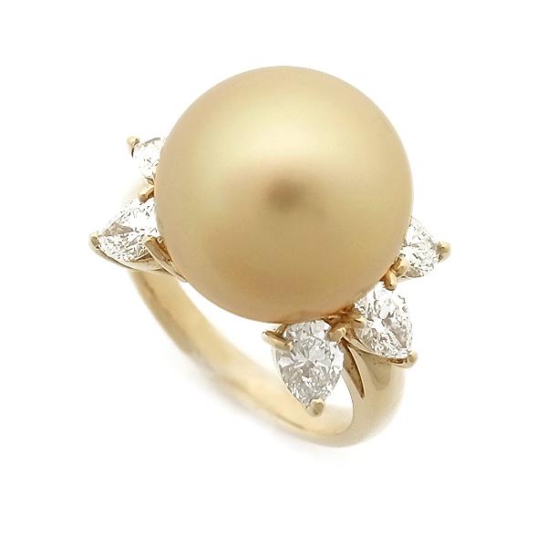 緑屋質屋】田崎(タサキ・TASAKI) 南洋パール リング ゴールデンパール  