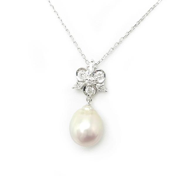 緑屋質屋】ミキモト バロックパール・ダイヤ ネックレス 0.54ct 緑屋質屋】ミキモト バロックパール・ダイヤ ネックレス 0.54ct