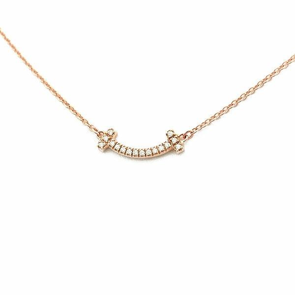 緑屋質屋】ティファニー Tスマイル ダイヤ ネックレス ミニサイズK18RG  