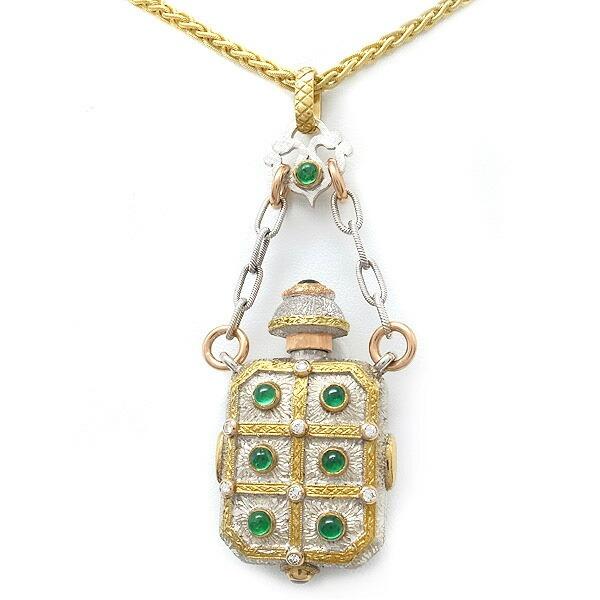 カッツァニーガ CAZZANIGA K18 ネックレストップ 緑屋質屋】カッツァニーガ(CAZZANIGA) パフュームボトル ネックレス