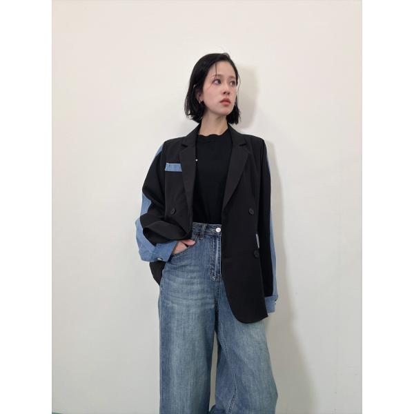 miele grande ミエーレ デニム バイカラー ジャケット JKT レディース おしゃれ かわいい トップス ジャケット 個性的 春 秋 冬 30代 40代 50代