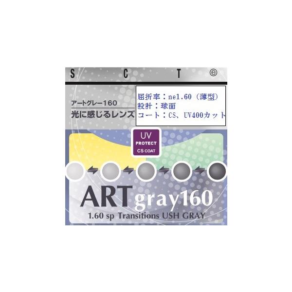 　紫外線の量によって色が変化するレンズ。　室内では透明のレンズ、屋外ではカラーレンズに変わります。　１本でメガネとサングラス２役の機能性レンズです。　アートグレー160　・・・最大８５％まで変化　アートブラウン160・・・最大８３％まで変化...