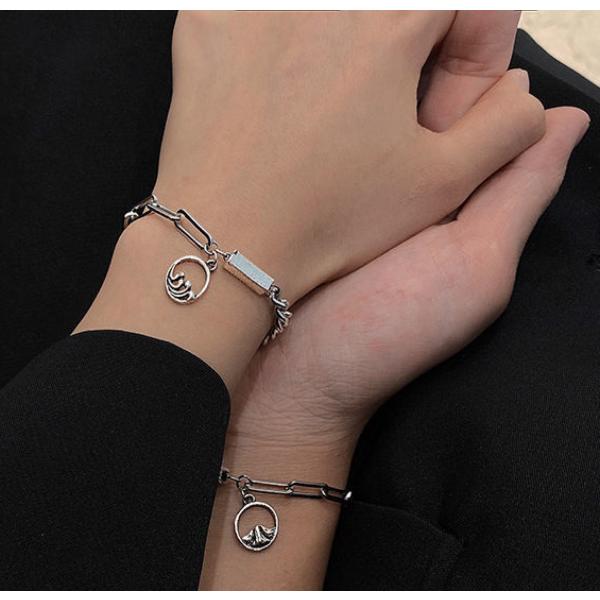 Mies’ ペア ブレスレット カップル ブレスレット ボーイフレンドとガールフレンド ギフト バレンタインデー ギフト ペア かわいい アクセサリ きれい 綺麗 プレゼント 普段使い メンズ レディース 人気 女性・海誓山盟(かいせいさん...