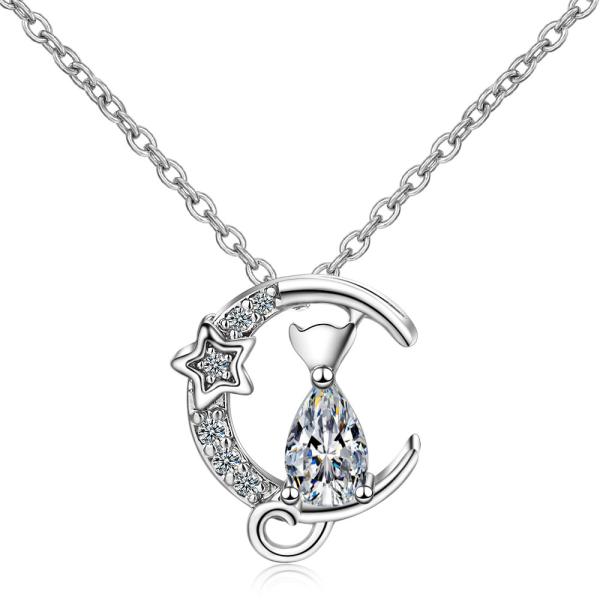 Mies’ かわいい ねこちゃん を あしらった ペンダント ネックレス アクセサリ 綺麗 プレゼント 普段使い レディース 最高級ジルコニア 金属アレルギー対応 人気