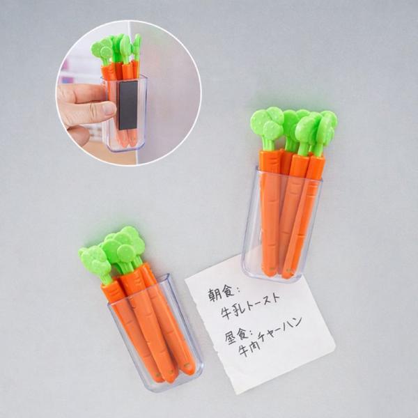Mies' M-S0053 かわいい にんじん型シールクリップ ケース付き 5個セット 食品袋・スナック袋対応 鮮度保持 キッチン用 可愛い文房具 バラエティー プレゼント