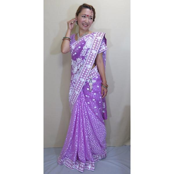 インド サリー 民族衣装 コスチューム ダンス ドレス バイオレットカラー 柔らかネット生地に白い刺繍とスパンコールの花模様 Sar455 Buyee Buyee 日本の通販商品 オークションの代理入札 代理購入