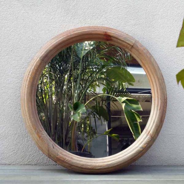 オールドパイン　ミラー　アンティーク パイン古材 ラウンドミラー 円形 丸 鏡 Φ90cm オールドパイン