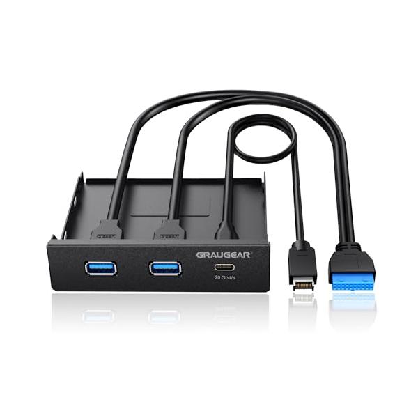 他サイト： GRAUGEAR 3.5''インチベイ対応 PCマルチフロントパネルに搭載 3ポートハブ 20Gbps USB 3.2 Gen2x2 TypeCの商品画像