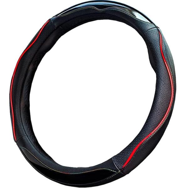 他サイト： ZATOOTO ハンドルカバー 軽自動車 sサイズ ステアリングカバー レインボーステッチ 握り感 オシャレ ブラック 124Bの商品画像