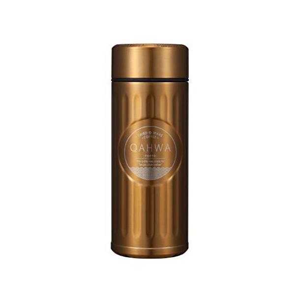 水筒 ゴールド 420ml 直飲み ステンレス ボトル 真空 断熱 カフア コーヒー ボトル QAHWA