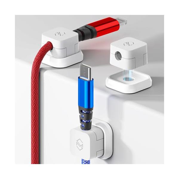 他サイト： Sinjimoru ケーブルホルダー、iphone type c USBケーブル マグネット収納ボックス 車内 ケーブル 固定 収納 クリップの商品画像