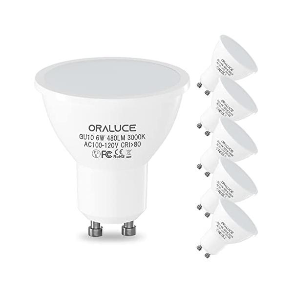 他サイト： ORALUCE LED電球 GU10口金 スポットライト 50W形相当 6W 480lm 3000K 電球色 調光不可 省エネ 長寿命 ビーム角の商品画像