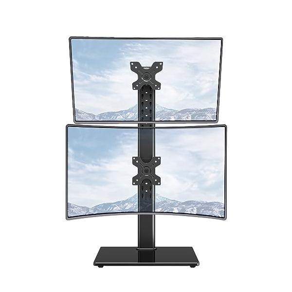 他サイト： モニターアーム 上下2画面 PCモニタースタンド 置き型 デュアルディスプレイ 32インチまで 縦並び 耐荷重各15kg 自立式 アーム抜きの商品画像