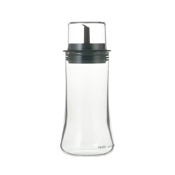 他サイト： iwakiイワキ AGCテクノグラス 耐熱ガラス 液だれしにくい?油差し 醤油用 160ml もれにくい フタ付き調味料入れ KT5032BKの商品画像