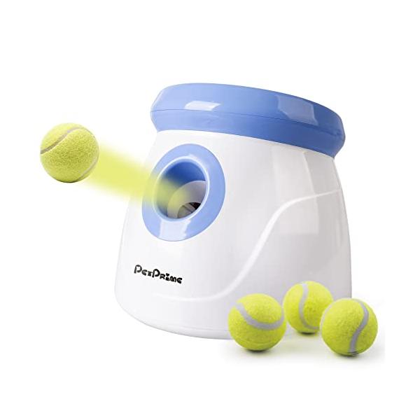他サイト： ボールランチャー 犬 おもちゃ ボール 自動 投げ 投球機 3種類の発射距離 3つのミニテニスボール付き 小型犬〜中型犬用 知育玩具の商品画像