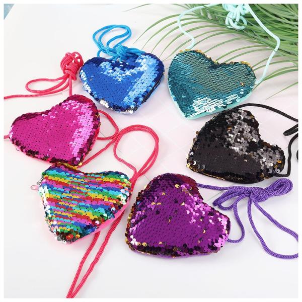 ポシェット コインバッグ ストラップ ハート スパンコール キラキラ 小さい ハート形 女の子 キッズ bag08916おとりよせ