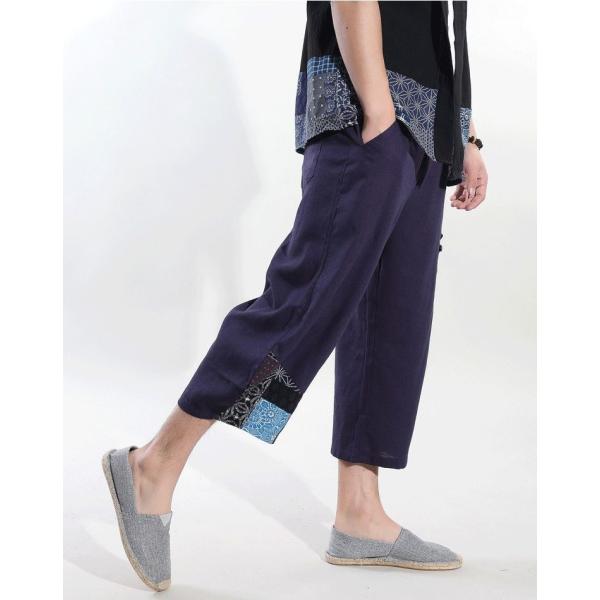 クロップドパンツ 9分丈 ワイドパンツ バギーパンツ メンズ ロングパンツ 長ズボン ルーズシルエット 切り替えデザイン 和柄パッチワーク ポケット Buyee Buyee Japanese Proxy Service Buy From Japan Bot Online