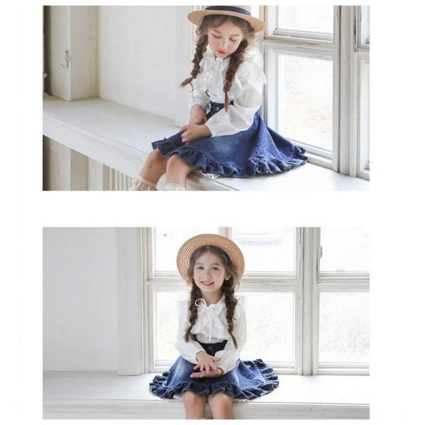 デニムサロペットスカート デニムワンピース フレアスカート ミニスカート 子供服 女の子 女児 キッズ 小学生 ジーンズ 裾フリル 可愛い おしゃれ Buyee Servicio De Proxy Japones Buyee Compra En Japon