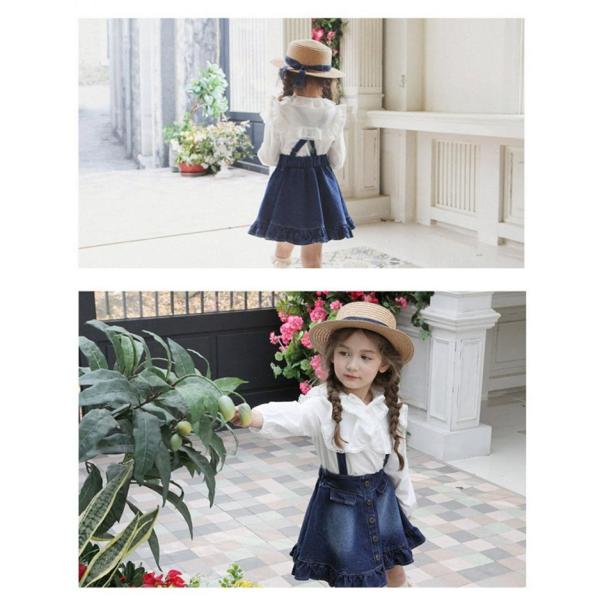 デニムサロペットスカート デニムワンピース フレアスカート ミニスカート 子供服 女の子 女児 キッズ 小学生 ジーンズ 裾フリル 可愛い おしゃれ Buyee 日本代购平台 产品购物网站大全 Buyee一站式代购 Bot Online